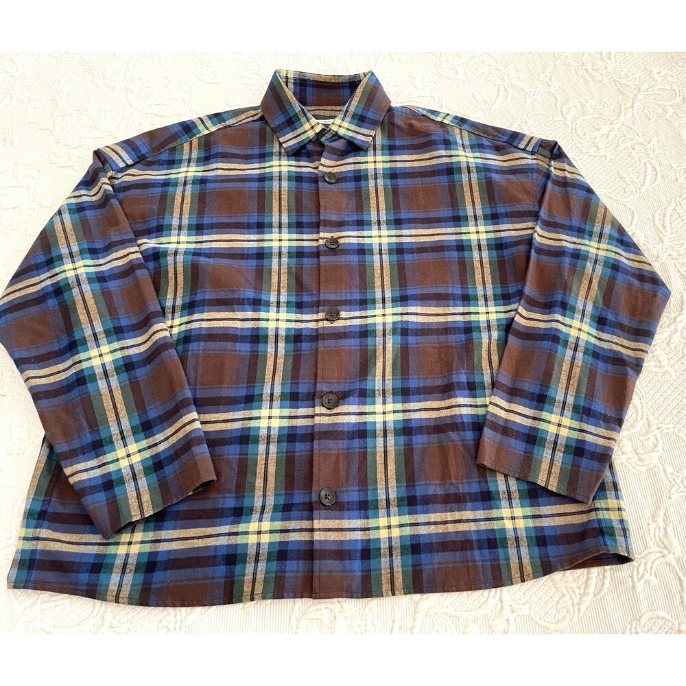 Gustav Von Aschenbach Blue Plaid Shirt Boxy Flannel Japan Mens Chest 50" 2XL?